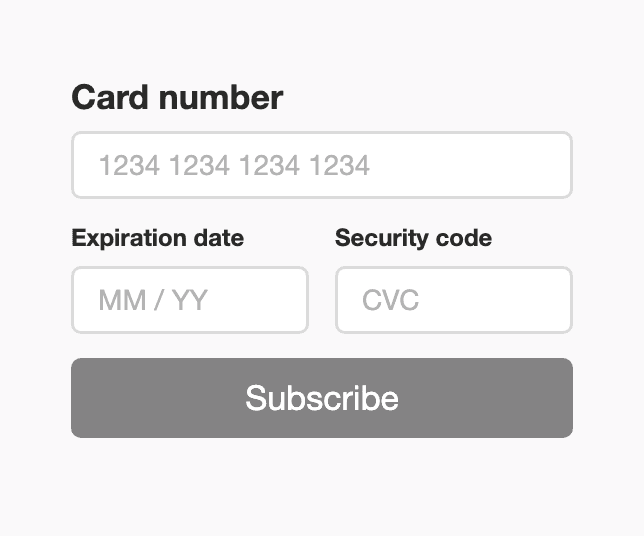 Credit card entry form